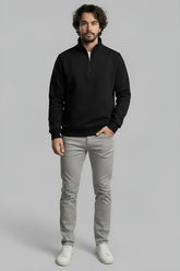 3 İplik Şardonlu Regular Kalıp Yarım Fermuarlı Sweatshirt